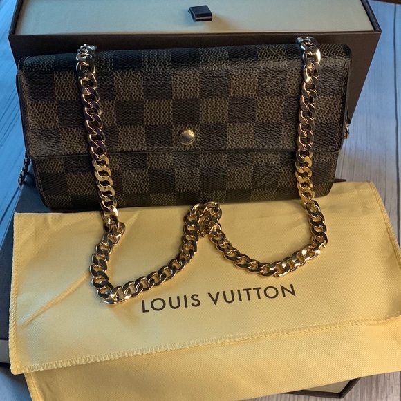 COPY - 🤎🧡🤎Luis Vuitton Damier Ebene canvas Sarah wallet crossbody bag - Picture 1 of 12